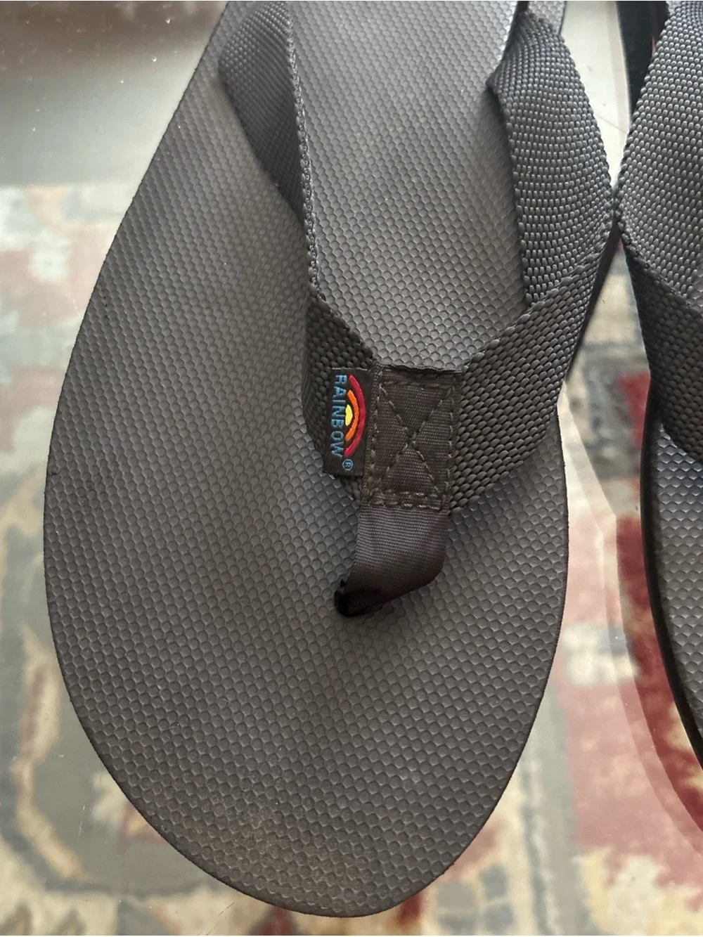 Rainbow Black Canvas Thong Flip Flops
